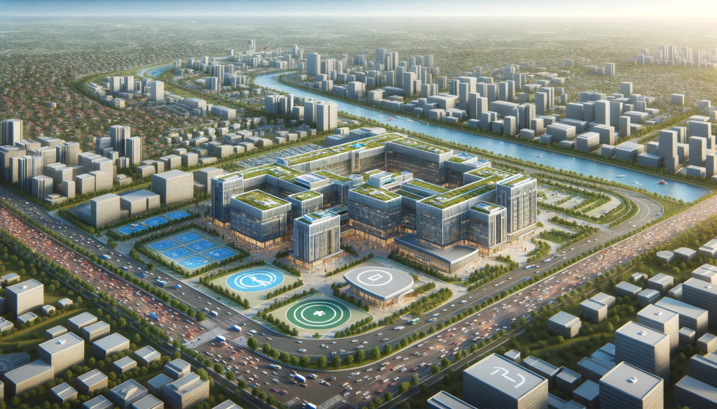 a city with many buildings and roads